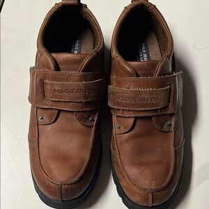 Men's Brown Leather Polo Ralf Lauren Shoes size 11D